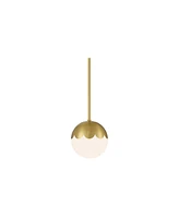 Camila 7" Mid Century Modern Pendant Ceiling Light Fixture Dining Room Over Table Kitchen Island Foyer Globe Hanging Antique Brass Finish Glass Hallwa