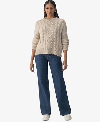 Sanctuary Women's Cozy Cable-Knit Back-Slit Sweater