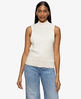 Sanctuary Women's Cotton Rib-Trim Mock-Neck Tank