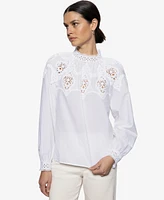 Sanctuary Women's Cotton Lace-Trim Popover Blouse