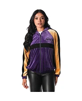 The Wild Collective Women's Purple Los Angeles Lakers Velour Full-Zip Track Jacket Hoodie