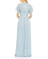 Mac Duggal Women's Embellished V Neck Evening Gown