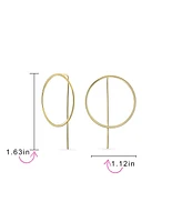 Bling Jewelry Delicate Minimalist Geometric Thin Round Open Circle Modern Hoop Threader Earrings Sterling Silver
