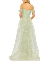 Mac Duggal Women's Off the Shoulder Sequin Panel Train Gown