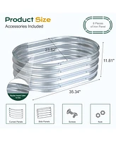Aoodor Galvanized Raised Garden Bed Kit,35.34''(L) x 23.62''(W) x11.81''(H) Outdoor Garden Planter Oval Large Boxes for Vegetables, Flowers, Herbs
