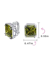 Bling Jewelry Rectangle Shape Statement 7CT Emerald Cut Cz Solitaire Clip On Stud Earrings Rhodium Plated Brass Non Pierced 14MM x 12MM