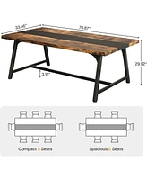 Tribesigns 70.9" Farmhouse Dining Table for 6-8 People, Large Rectangular Wood Kitchen with Metal Frame, Room Dinner Family Gat