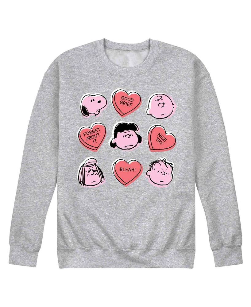 Airwaves Men's Peanuts Candy Hearts Long Sleeve Fleece T-Shirt