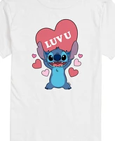 Airwaves Men's Lilo Stitch Valentine's Day Short Sleeve T-Shirt