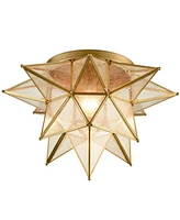 Moose Brass Moravian Star Ceiling Light Seeded Glass 18-Inch