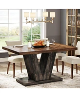 Tribesigns 47-Inch Dining Table for 4, Black Kitchen Dinner Table with Heavy Duty Pedestal, Farmhouse Wooden Eating Table for Home, Dining Room