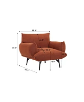 36-inch Modern Accent Upholstered Armchair Curry Flannelette Fabric Reading Chair Originality of Shapes And Black Metal Legs Single Sofa for Bedroom,