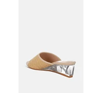 Osminda Raffia Clear Heel Wedge Sandals