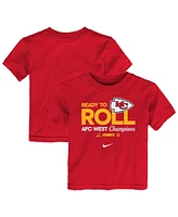 Nike Big Boys and Girls Red Kansas City Chiefs 2024 Afc West Division Champions Locker Room Trophy Collection T-Shirt