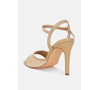 Vilasta Raffia Square Toe Stiletto Heels