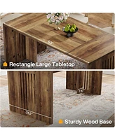Tribesigns 63-Inch Wood Dining Table for 4-6, Farmhouse Rectangular Kitchen Furniture with Sturdy Wooden Legs for Dinner, Eating, Living Room