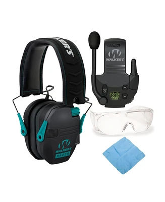 Walkers Razor Shooting Muff (Black/Teal) with Walkie Talkie, Glasses and Cloth