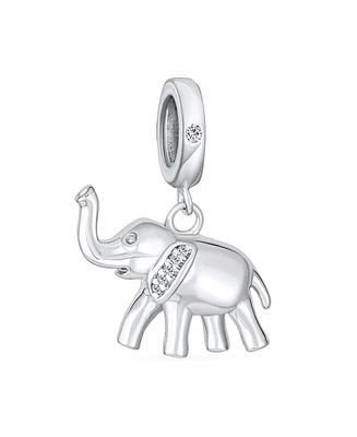 Bling Jewelry Trunk Up Elephant Dangle Charm Bead Sterling Silver for European Bracelet