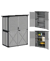 Outsunny Outdoor Storage Cabinet, Wood Garden Shed with 2