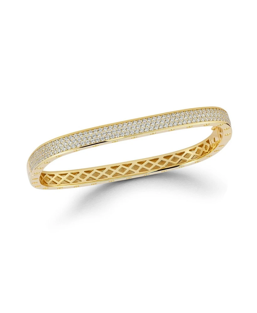 Rachel Zoe 14K Gold Plated Sterling Silver Pave Square Bangle Bracelet