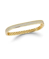 Rachel Zoe 14K Gold Plated Sterling Silver Pave Square Bangle Bracelet