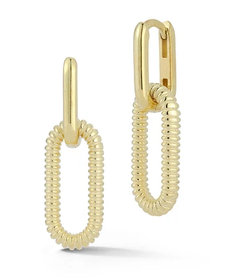 Rachel Zoe 14K Gold Plated Sterling Silver Ribbed Link Drop Earrings