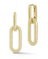 Rachel Zoe 14K Gold Plated Sterling Silver Ribbed Link Drop Earrings