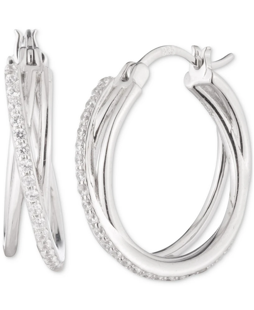 Lauren Ralph Lauren Sterling Silver Cubic Zirconia Pave Hoop Earrings