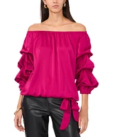 Vince Camuto Women's Satin Off-The-Shoulder Bubble-Sleeve Top