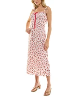 B Darlin Juniors' Floral Shoulder-Tie Midi Slip Dress