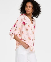 Jones New York Women's Floral-Print 3/4-Sleeve Top