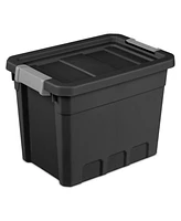 Sterilite 7.5 Gal Rugged Industrial Storage Totes w/ Latch Lids, Black (12 Pack)