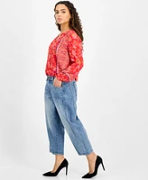 Liverpool Los Angeles Petite Mid-Rise Barrel-Leg Jeans