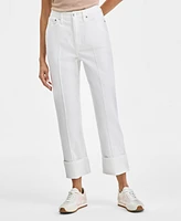 On 34th Women's High-Rise Cuffed Straight-Leg Jeans