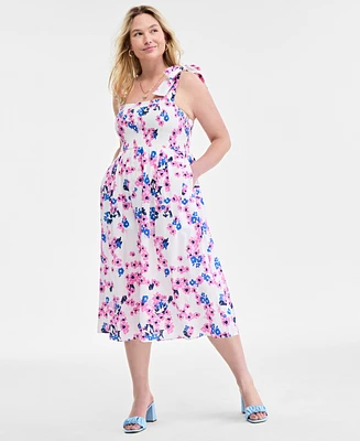On 34th Women's Mommy & Me Cotton Bouquet-Print Tie-Strap Smocked Midi Dress, Exclusively at Macy's