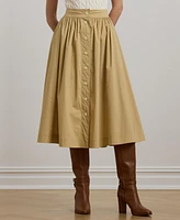 Lauren Ralph Women's Button-Front Cotton-Blend Skirt