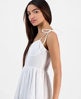 Juniors' Cotton Corset Tie-Strap Mini Dress