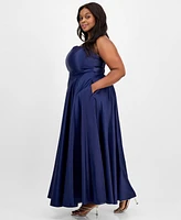 B Darlin Trendy Plus Satin Halter Gown