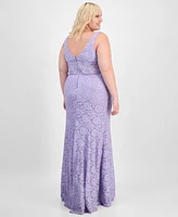 City Studios Trendy Plus Glitter Lace Gown