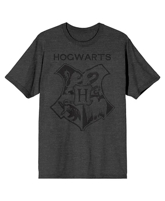 Harry Potter Men's Hogwarts Shield Charcoal T-shirt-s