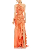 Mac Duggal Women's Side Cut-Out One-Shoulder Pleated Gown