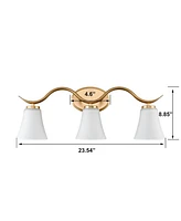 Moose Baldo Farmhouse Brass Bathroom Vanity Light Fixture with Milk Glass Shade 3-Light