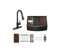 Casainc 33" L x 22" W Farmhouse Stainless Steel Kitchen Sink with Faucet Included