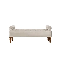 Velvet Tufted Bench for Bedroom, Living Room & Entryway, Window with Spindle Wooden Legs-The Pop Home