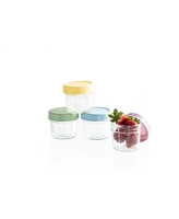 Sperric 12pc Glass Baby Food Storage Jars, 4 Silicone Baby Spoons & 2 Silicone Bibs, Baby Mealtime Essentials – Bpa-Free, Leakproof, and Dishwa