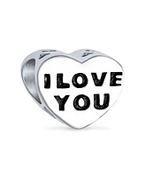 Bling Jewelry I Love You Princess Pink Crystal Bead Charm Heart Sterling Silver for Bracelet