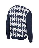 Colosseum Men's Navy Michigan Wolverines the Dealio Argyle Pullover Sweatshirt