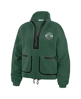 Wear by Erin Andrews Women's Green Minnesota Wild Polar Fleece Half-Zip Jacket