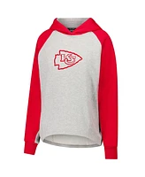 Dkny Sport Women's Gray/Red Kansas City Chiefs Joy Cropped Raglan Pullover Hoodie