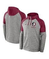 Nike Men's Heather Gray Florida State Seminoles Fitness Raglan Performance Full-Zip Hoodie